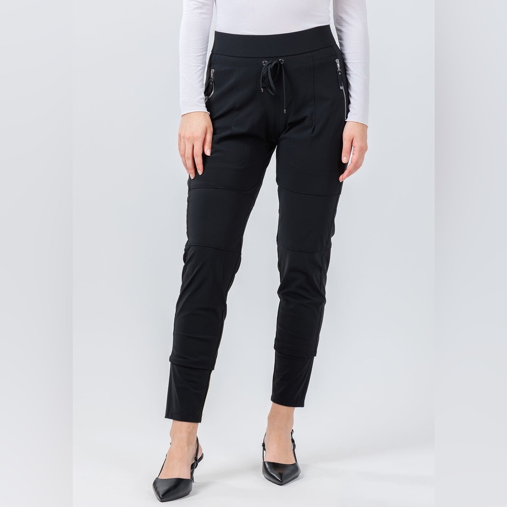 RAFFAELLO ROSSI Black Cropped Slim Jogger Pants
